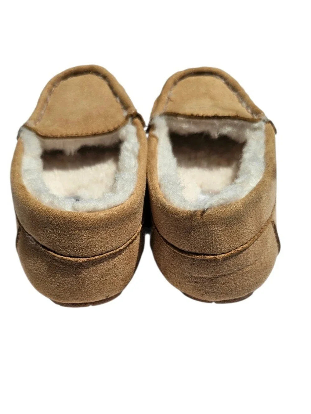 Crown Vintage Kids Tan Faux-Suede Fur Lined Moccasin Slippers Size 9